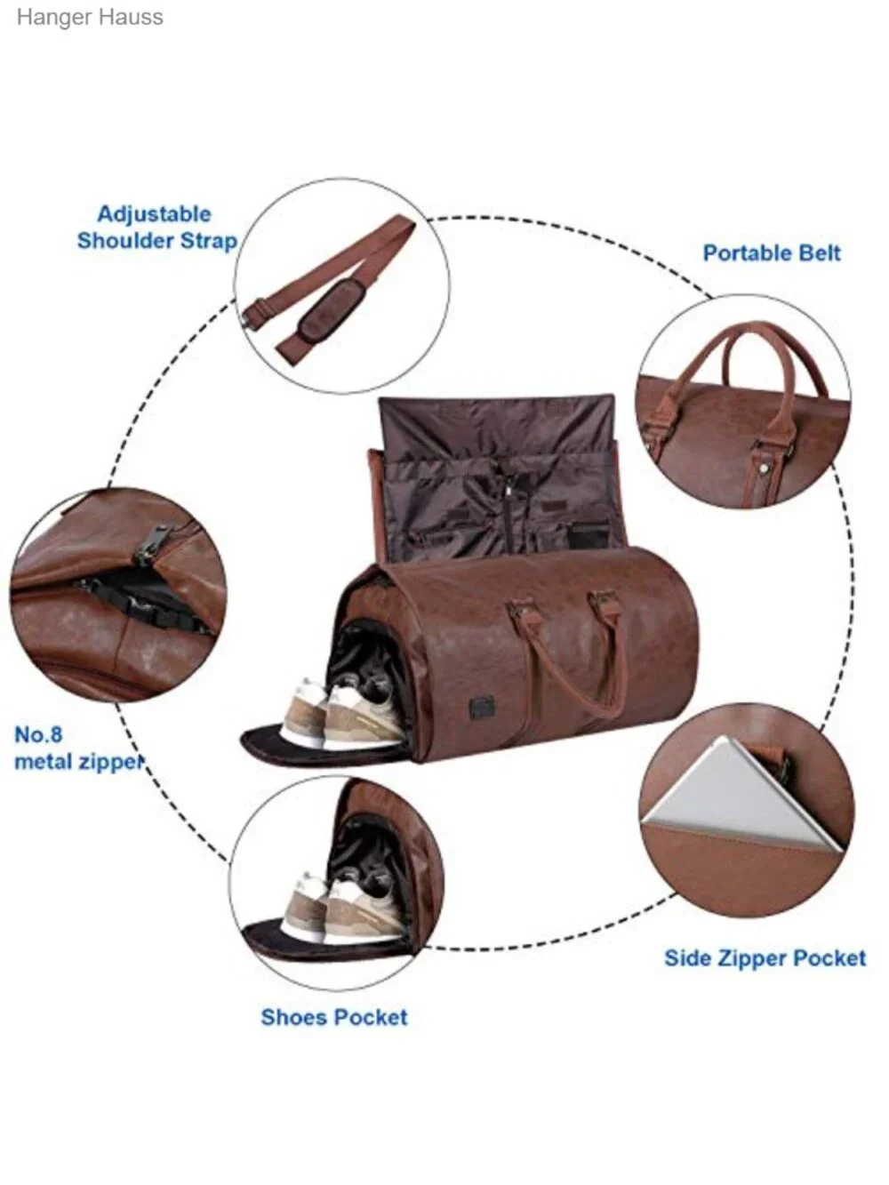 Convertible Travel Garment Duffel Bag 2-in-1 Carry On Faux Leather Waterproof
